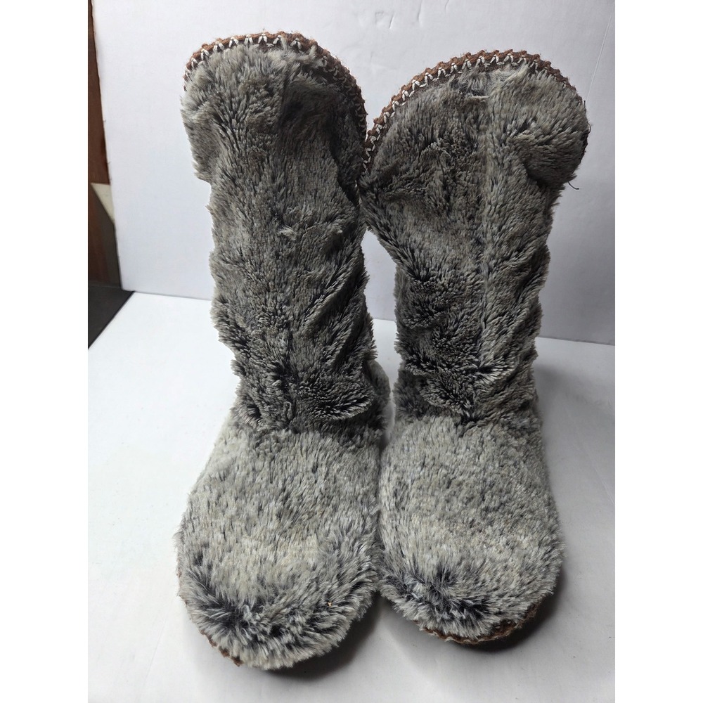 Cabernet Womens Grey Faux Fur Slipper‎ Boots Size Large 9-10 Cozy Pull On 5384